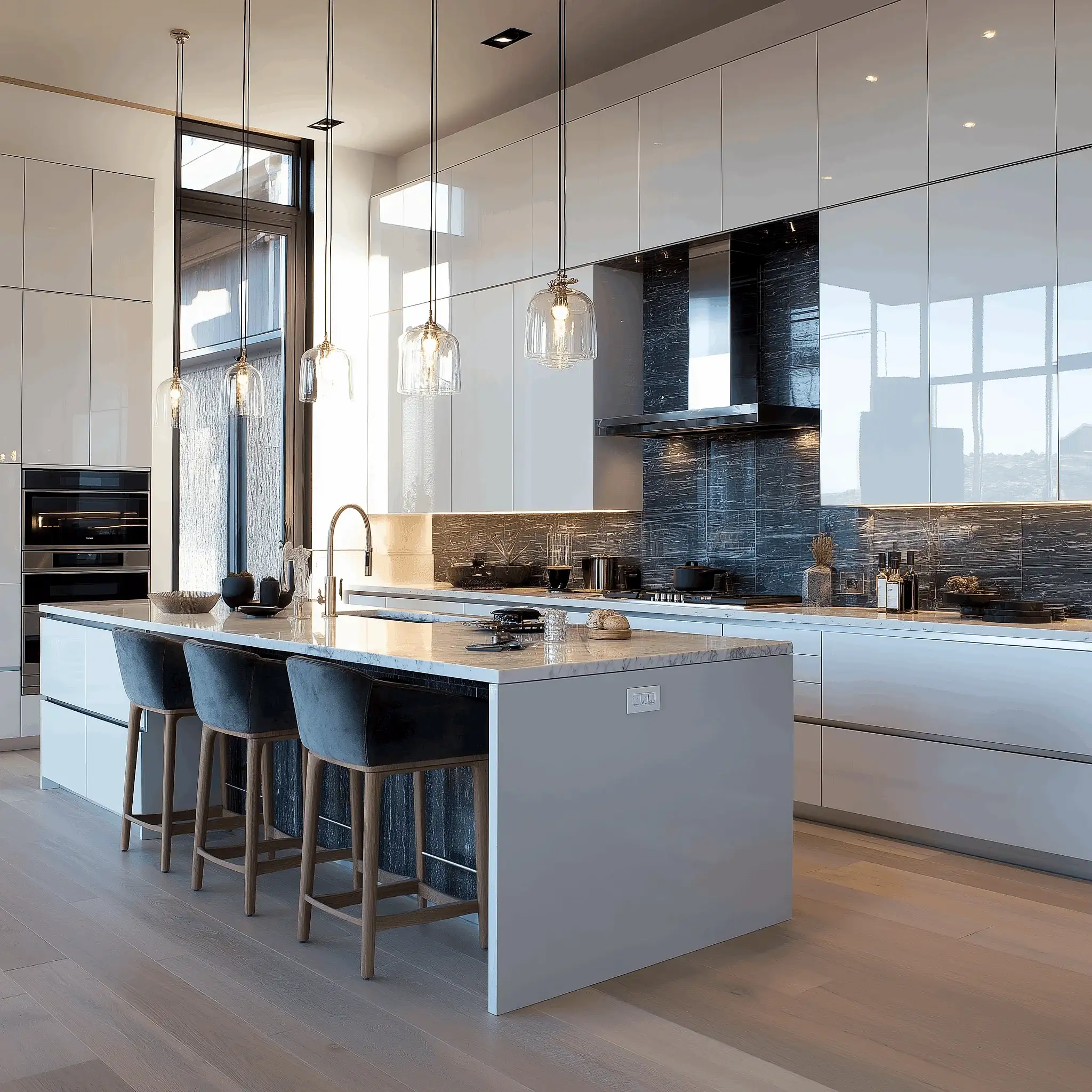 Bursa Uludor özel proje lake mutfak dolabı modelleri, modern ve minimalist beyaz lake mutfak tasarımı ile yüksek kalite standartlarında ev dekorasyonu.